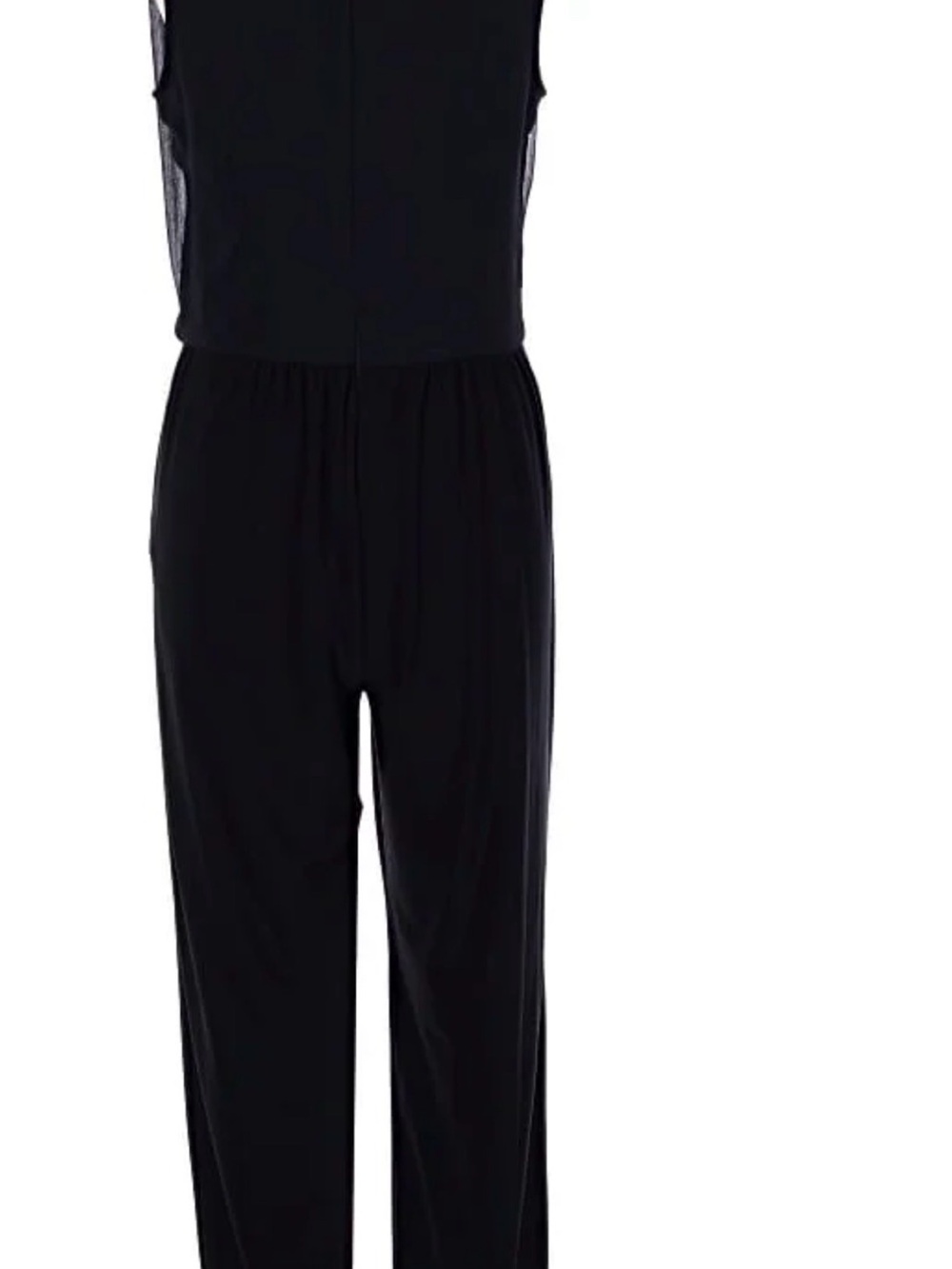 Bar III Black Sleeveless Jumpsuit with Mesh Detail